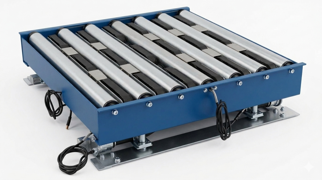 Pop-up sorter conveyor system used for automated product sorting and material handling in industrial facilities.